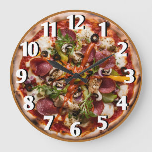 ピッツェリアイタリアンピザキッチンまたはレストランラウンド ラージ壁時計