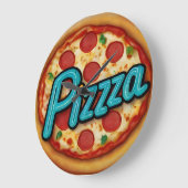 ピッツェリアイタリアンピザキッチンまたはレストランラウンド ラージ壁時計 (傾斜)