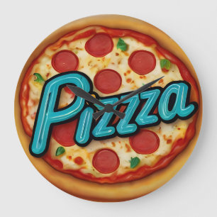 ピッツェリアイタリアンピザキッチンまたはレストランラウンド ラージ壁時計