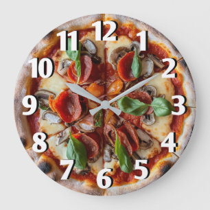 ピッツェリアイタリアンピザキッチンまたはレストランラウンド ラージ壁時計