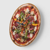 ピッツェリアイタリアンピザキッチンまたはレストランラウンド ラージ壁時計 (傾斜)