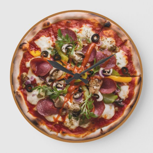 ピッツェリアイタリアンピザキッチンまたはレストランラウンド ラージ壁時計 (正面)