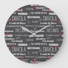 ピッツェリアトラットリアイタリアンピザネームスレストラン ラージ壁時計