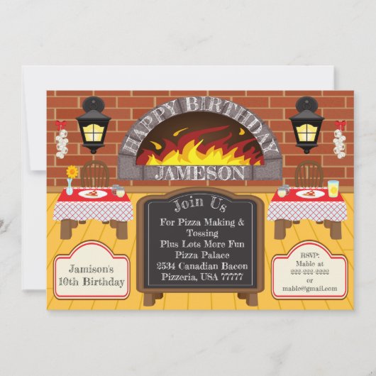 ピッツェリアファイアローストピザアレルギーパーティー招待状 招待状 (正面)