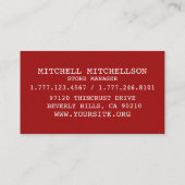 ピッツェリアレッドバンガービジネスカード 名刺 (裏面)