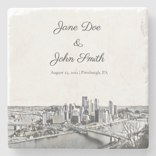 ピッツバパーソナライズされたーグストーンコースター ストーンコースター (正面)