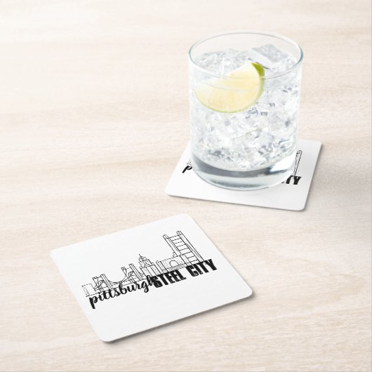 ピッツバーグのスカイライン スクエアペーパーコースター (インサイチュ)