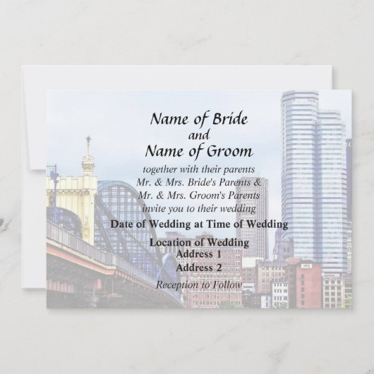 ピッツバーグのスカイライン（スミスフィールドストリート橋から） 招待状 (正面)