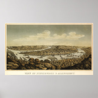 ピッツバーグのバーズアイの地図 – 1874年BigMapBlog ポスター