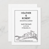 ピッツバーグの保存日付-スカイライン(黒) セーブザデート (正面/裏面)