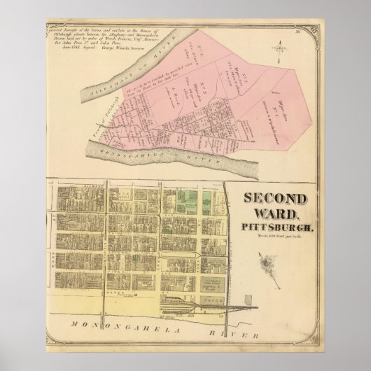 ピッツバーグの区2ペニスバニア1784の地図 ポスター (正面)