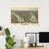 ピッツバーグの地図，鳥瞰図， 1902 ポスター (ホームオフィス)