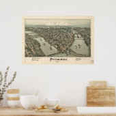 ピッツバーグの地図，鳥瞰図， 1902 ポスター (キッチン)