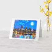 ピッツバーグの夜を照らす グリーティングカード (黄色い花)