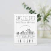 ピッツバーグの結婚式 スタイリッシュなスカイライン Save the Date ポストカード (スタンド正面)