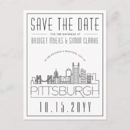 ピッツバーグの結婚式 スタイリッシュなスカイライン Save the Date ポストカード
