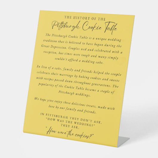 ピッツバーグクッキーテーブルサイン 台座サイン (正面)