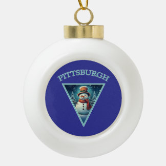 ピッツバーグクリスマス雪だるま セラミックボールオーナメント