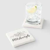 ピッツバーグスカイラインイラストレーションアート ストーンコースター (横)