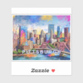 ピッツバーグスカイライン抽象芸術アート シール (シート)
