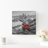 ピッツバーグスチールシティスカイラインインクライン写真  スクエア壁時計 (ホーム)