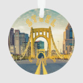 ピッツバーグスチールシティスカイラインブリッジペンシルバニア オーナメント (裏面)
