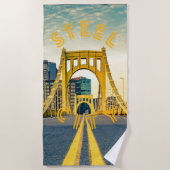 ピッツバーグスチールシティスカイラインブリッジペンシルバニア  ビーチタオル (正面)