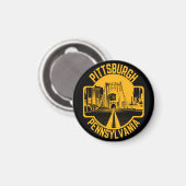 ピッツバーグスチールシティスカイラインブリッジペンシルバニア マグネット (正面/裏面)