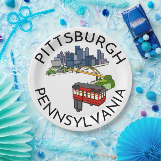 ピッツバーグスティールシティスカイラインインクルーンペンシルバニア ペーパープレート (パーティー)