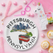 ピッツバーグスティールシティスカイラインインクルーンペンシルバニア ペーパープレート (パーティー)