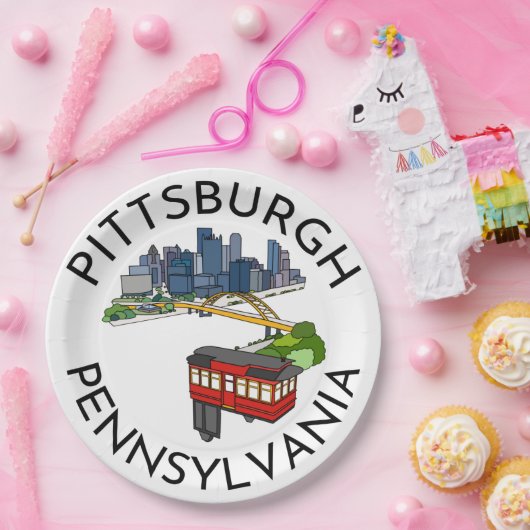 ピッツバーグスティールシティスカイラインインクルーンペンシルバニア ペーパープレート (パーティー)