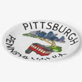 ピッツバーグスティールシティスカイラインインクルーンペンシルバニア ペーパープレート (アングル)