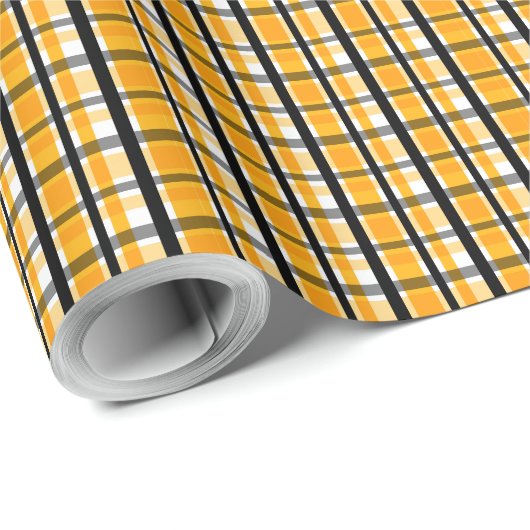 ピッツバーグスポーツファンイエロー金ゴールドブラックプレイド ラッピングペーパー (ロールコーナー)