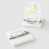 ピッツバーグペンシルバニアのスカイライン-石造りのコースター ストーンコースター (横)