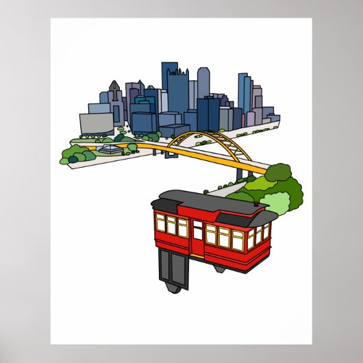 ピッツバーグペンシルバニアスチールシティスカイラインアートカン ポスター (正面)