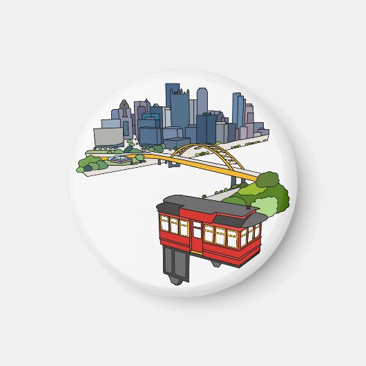 ピッツバーグペンシルバニアスチールシティスカイラインアートカン マグネット (正面)