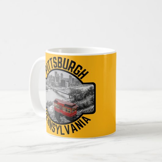 ピッツバーグペンシルバニアスチールシティスカイラインインクライン コーヒーマグカップ (正面左)