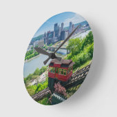 ピッツバーグペンシルバニアスチールシティスカイラインインクライン ラウンド壁時計 (傾斜)