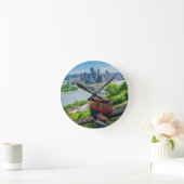 ピッツバーグペンシルバニアスチールシティスカイラインインクライン ラウンド壁時計 (ホーム)