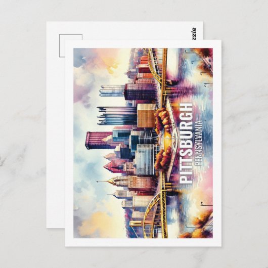 ピッツバーグペンシルバニア有名な旅行水の色 ポストカード (正面/裏面)