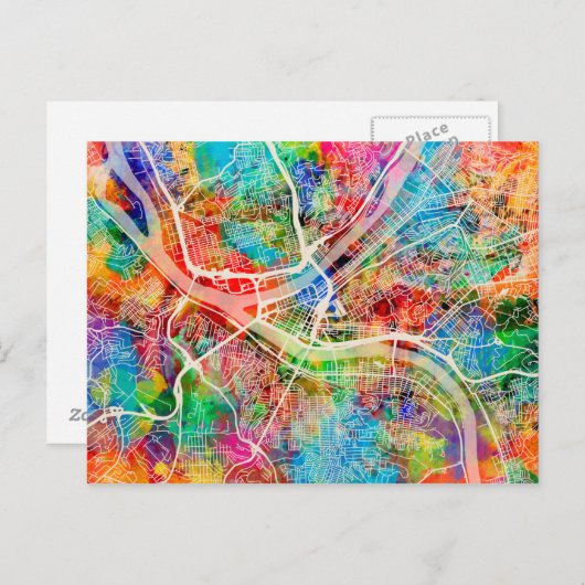 ピッツバーグペンシルバニア通りの地図 ポストカード (正面/裏面)