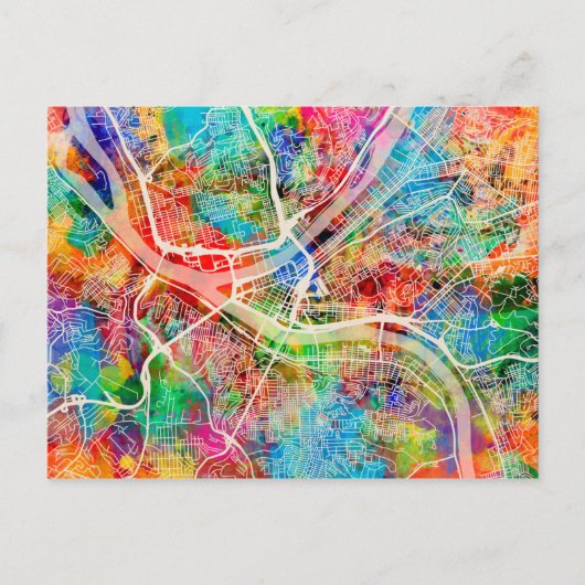 ピッツバーグペンシルバニア通りの地図 ポストカード (正面)