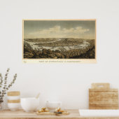 ピッツバーグペンシルバニア1874アンティークパノラママップ ポスター (キッチン)