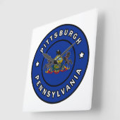 ピッツバーグペンシルバニア スクエア壁時計 (傾斜)