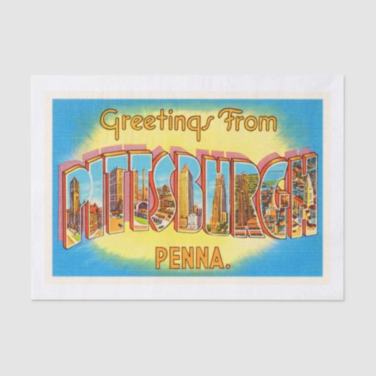 ピッツバーグペンシルバニアPAのヴィンテージ旅行記念品 薄葉紙 (正面)