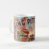 ピッツバーグ図解入りの、写真付きのはがきMAGを参照 コーヒーマグカップ (正面左)