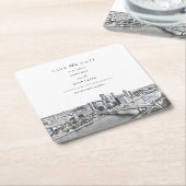 ピッツバーグ紙コースター日付を保存 スクエアペーパーコースター (アングル)