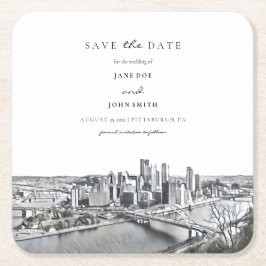 ピッツバーグ紙コースター日付を保存 スクエアペーパーコースター