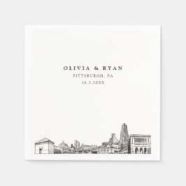 ピッツバーグ結婚スカイライン紙ナプキン スタンダードカクテルナプキン