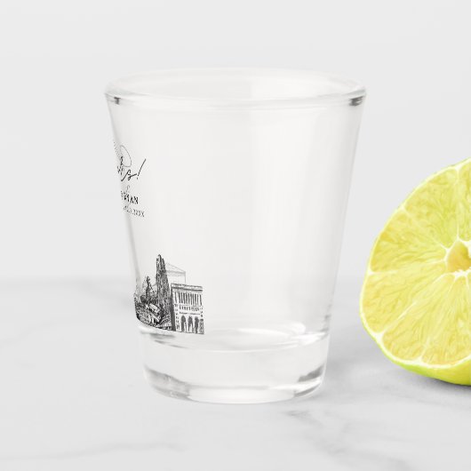 ピッツバーグ結婚式の引き出物パーソナライズされた応援 ショットグラス (右)